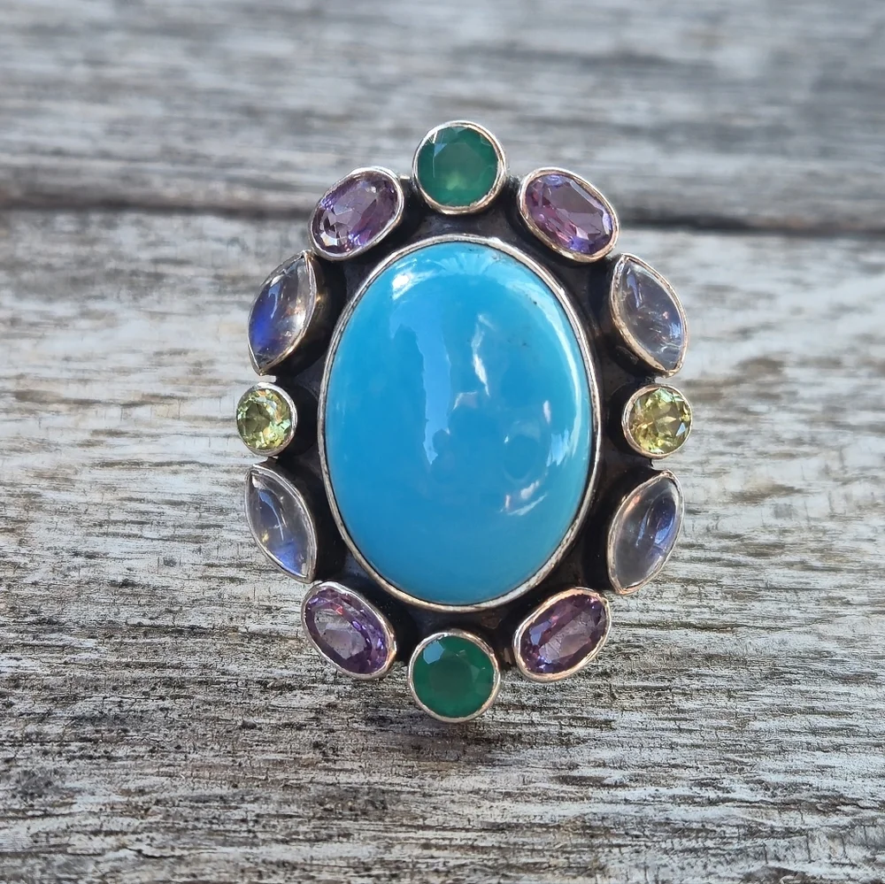 Nicky Butler RAJ LIMITED EDITION 925 Sterling Silver Turquoise Designer Ring 🩵 - Picture 6 of 15